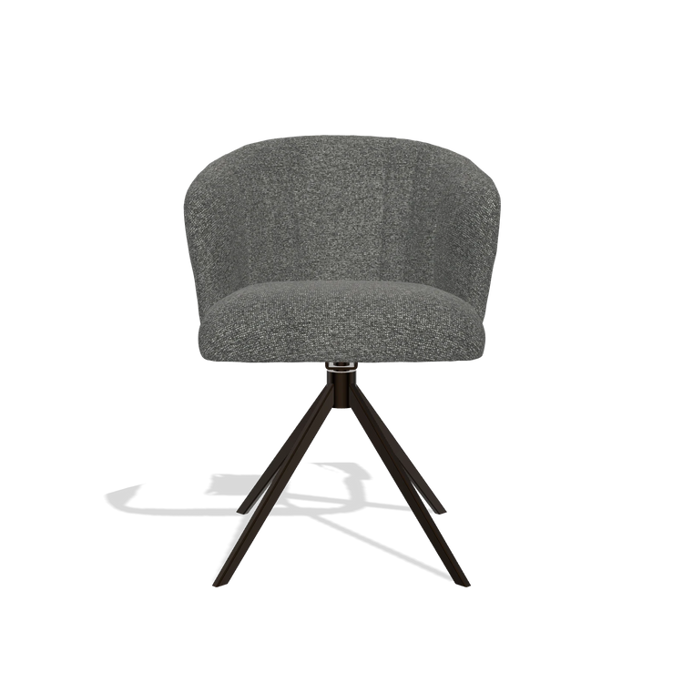 Silla de comedor Lecce 6703 en tela Sneak 65 (gris oscuro), base giratoria en espresso, vista frontal