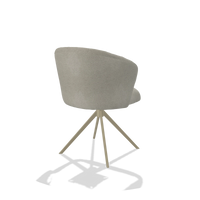 Chaise de salle à manger Lecce 6703 en tissu Stella 01 (grège), pied pivotant en champagne, vue de trois-quarts arrière