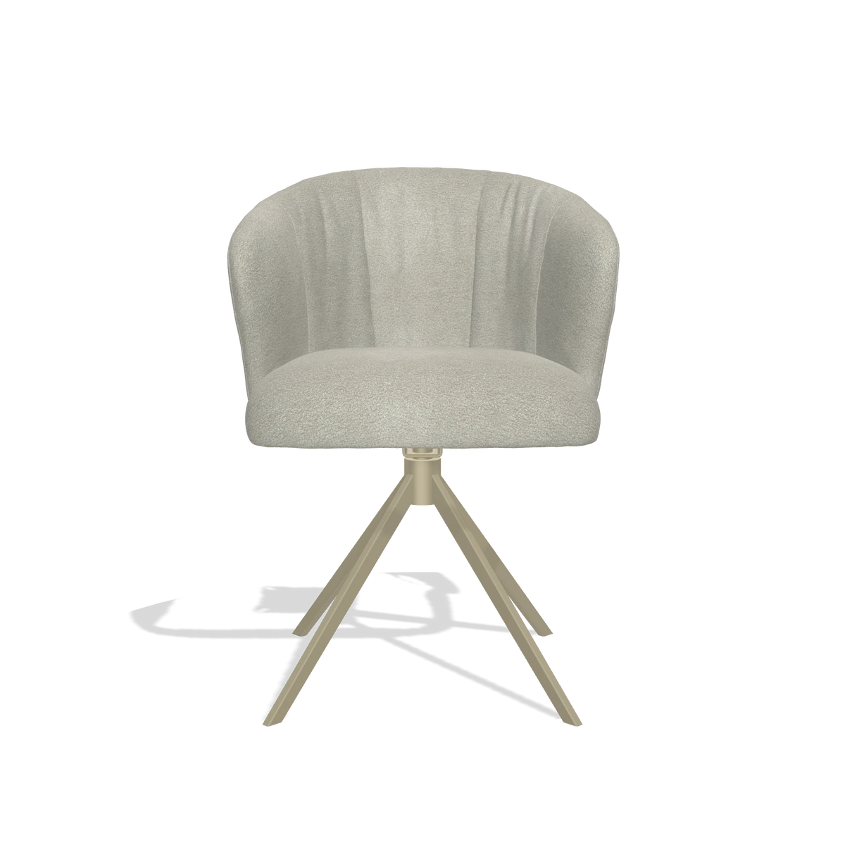 Chaise de salle à manger Lecce 6703 en tissu Stella 01 (grège), pied pivotant en champagne, vue de face
