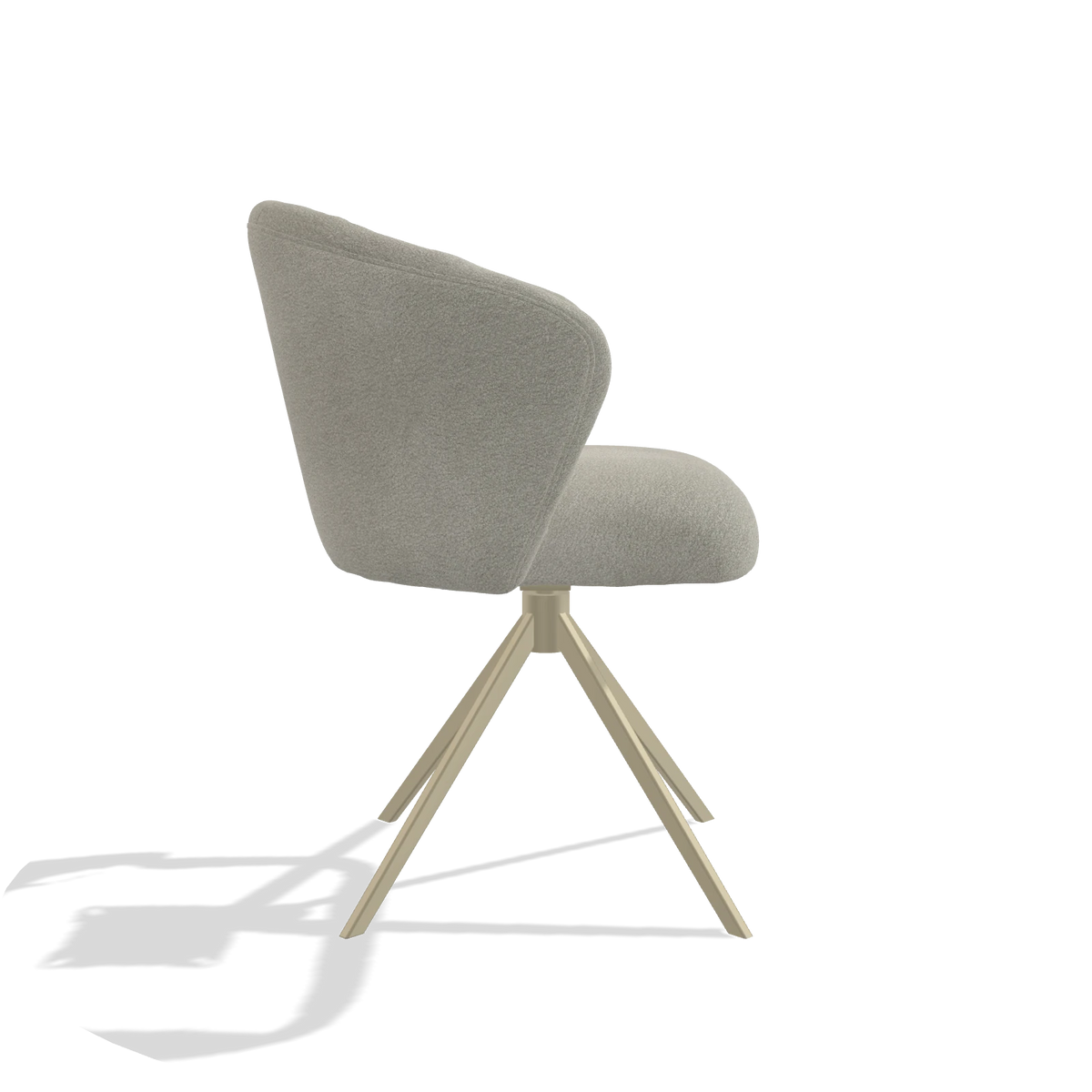 Chaise de salle à manger Lecce 6703 en tissu Stella 01 (grège), pied pivotant en champagne, vue de profil