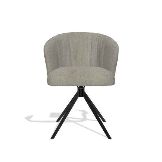 Esszimmerstuhl Lecce 6703 in Stoff Stella 10 (Taupe), Drehfuß in Schwarz, Vorderansicht