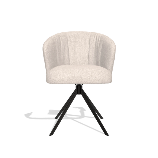 Chaise de salle à manger Lecce 6703 en tissu Venga 102 (gris clair), pied pivotant en noir, vue de face