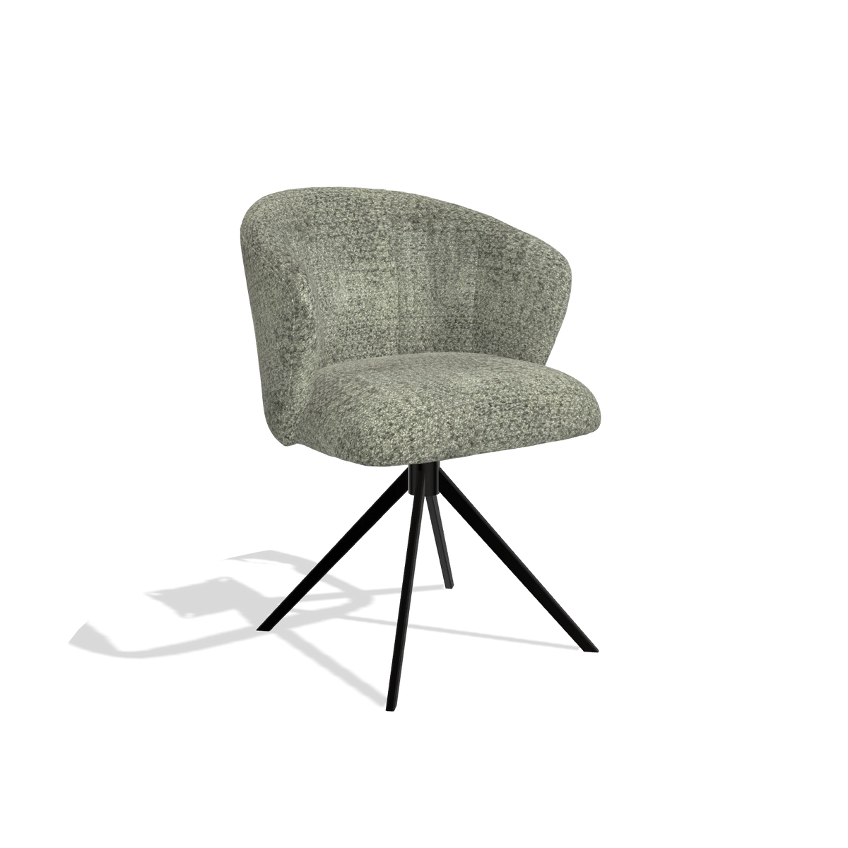 Dining Chair Lecce 6703 in Venga 156 fabric (taupe), black swivel base, angled view