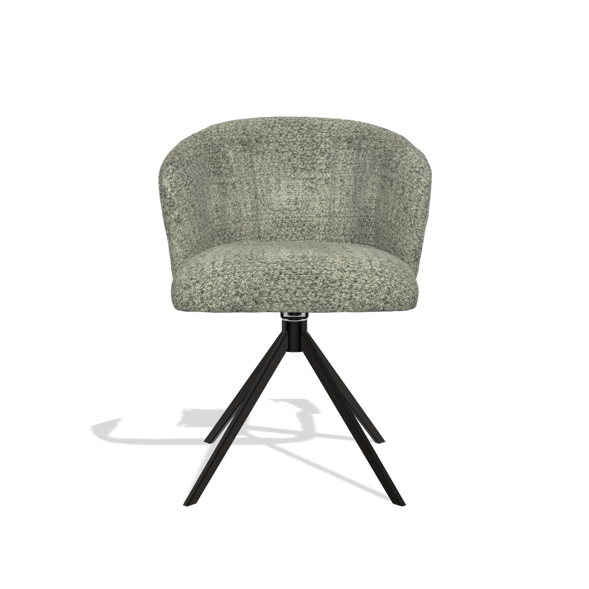 Dining Chair Lecce 6703 in Venga 156 fabric (taupe), black swivel base, front view