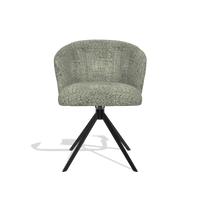 Dining Chair Lecce 6703 in Venga 156 fabric (taupe), black swivel base, front view