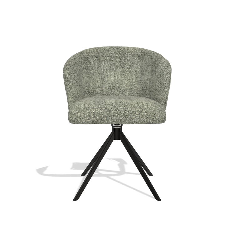 Dining Chair Lecce 6703 in Venga 156 fabric (taupe), black swivel base, front view