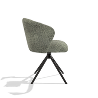 Dining Chair Lecce 6703 in Venga 156 fabric (taupe), black swivel base, side view