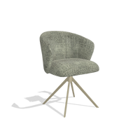 Dining Chair Lecce 6703 in Venga 156 fabric (taupe), champagne swivel base, angled view