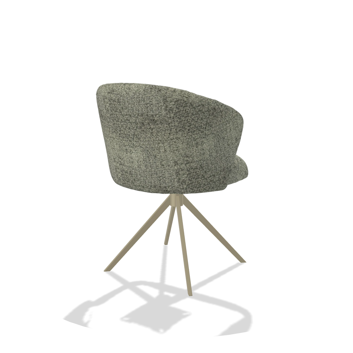 Dining Chair Lecce 6703 in Venga 156 fabric (taupe), champagne swivel base, back angled view