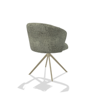 Dining Chair Lecce 6703 in Venga 156 fabric (taupe), champagne swivel base, back angled view