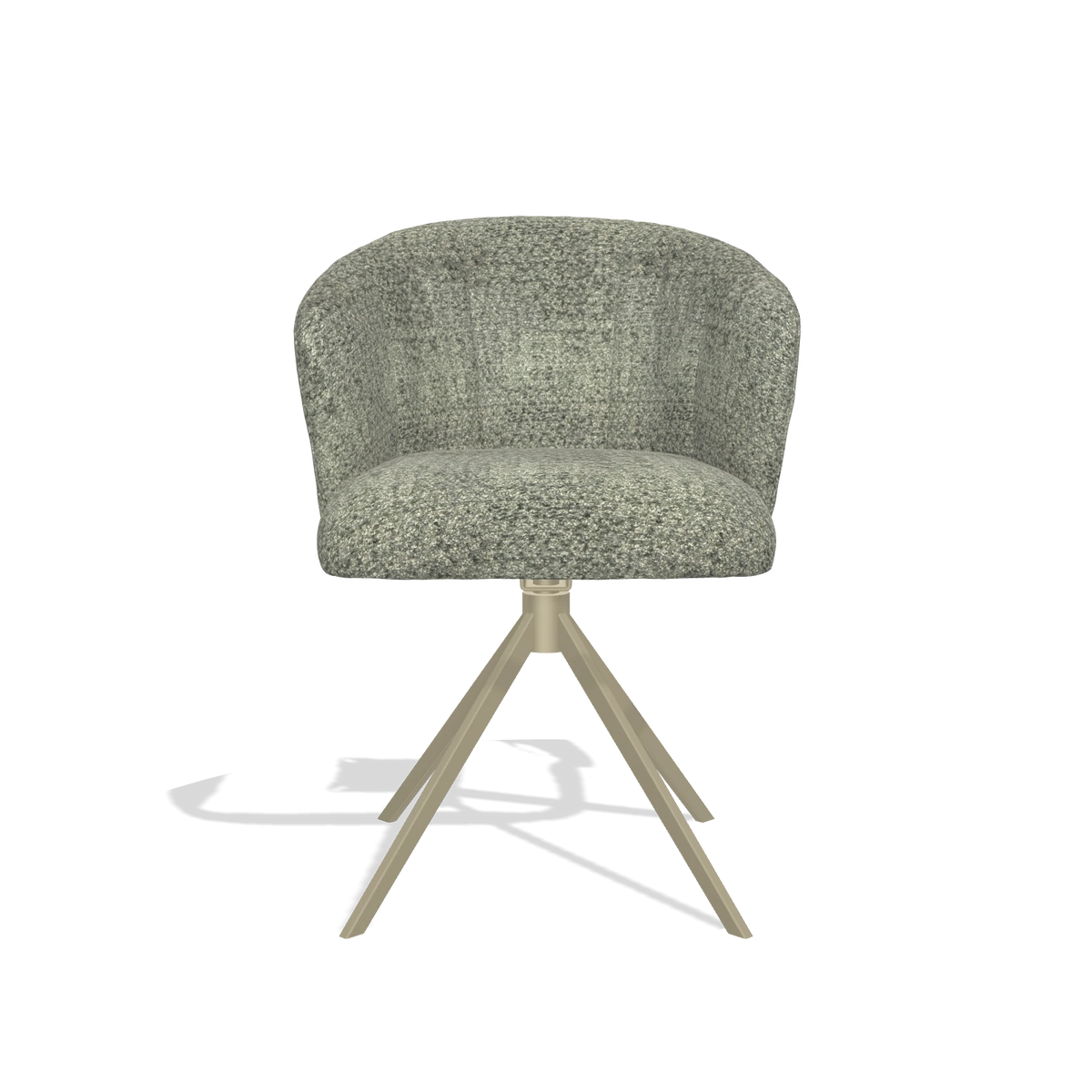 Dining Chair Lecce 6703 in Venga 156 fabric (taupe), champagne swivel base, front view