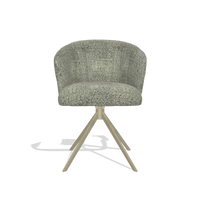 Dining Chair Lecce 6703 in Venga 156 fabric (taupe), champagne swivel base, front view