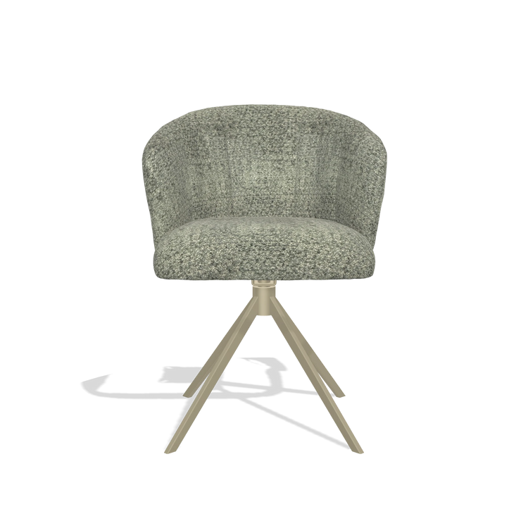 Dining Chair Lecce 6703 in Venga 156 fabric (taupe), champagne swivel base, front view