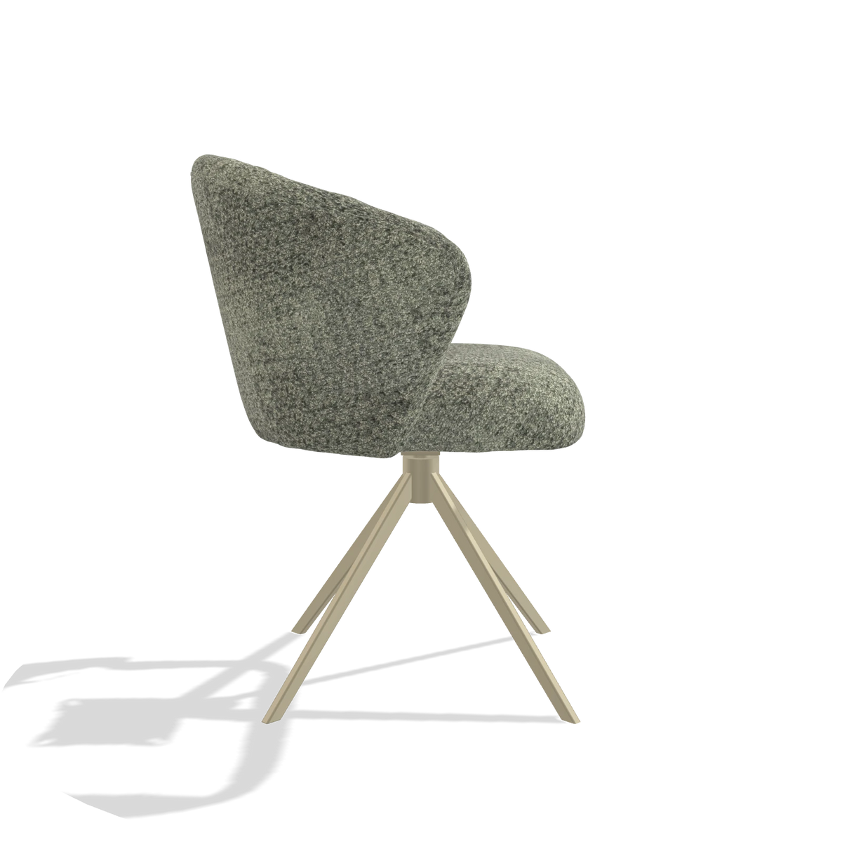 Dining Chair Lecce 6703 in Venga 156 fabric (taupe), champagne swivel base, side view