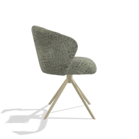 Dining Chair Lecce 6703 in Venga 156 fabric (taupe), champagne swivel base, side view