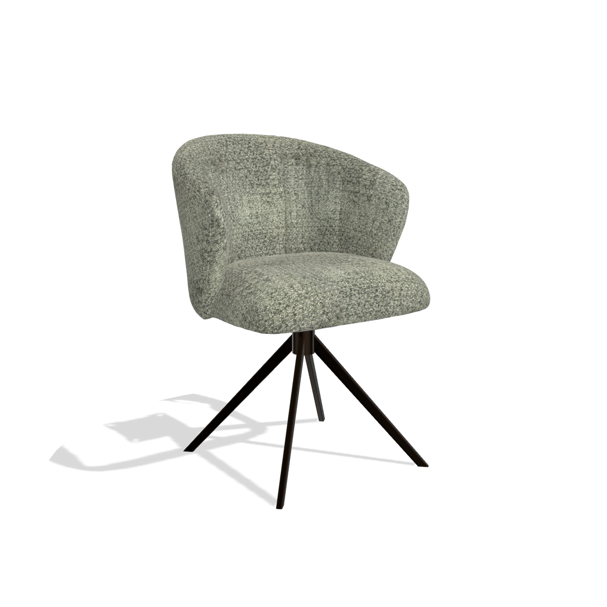 Dining Chair Lecce 6703 in Venga 156 fabric (taupe), espresso swivel base, angled view