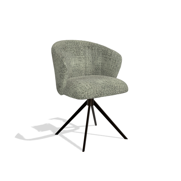 Dining Chair Lecce 6703 in Venga 156 fabric (taupe), espresso swivel base, angled view