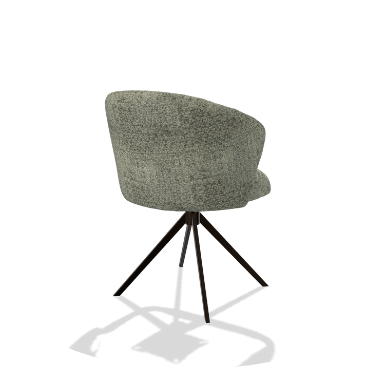 Dining Chair Lecce 6703 in Venga 156 fabric (taupe), espresso swivel base, back angled view
