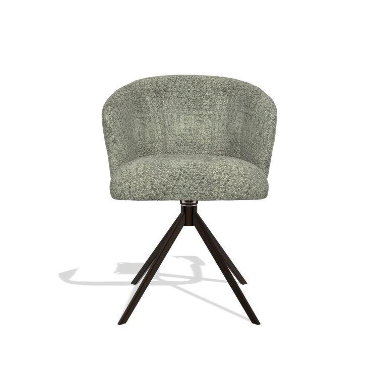 Dining Chair Lecce 6703 in Venga 156 fabric (taupe), espresso swivel base, front view
