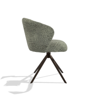 Dining Chair Lecce 6703 in Venga 156 fabric (taupe), espresso swivel base, side view