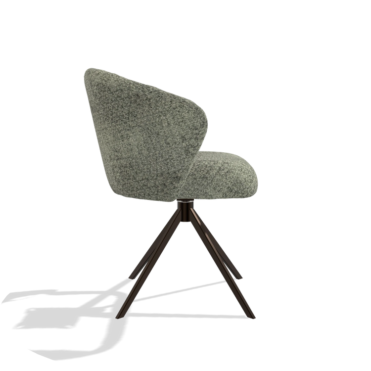 Dining Chair Lecce 6703 in Venga 156 fabric (taupe), espresso swivel base, side view
