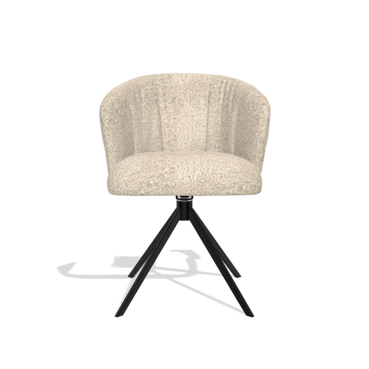 Chaise de salle à manger Lecce 6703 en tissu Venga 214 (gris clair), pied pivotant en noir, vue de face