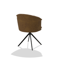 Dining Chair Lena 6581 in Adore 132 fabric (brown), black swivel base, back angled view