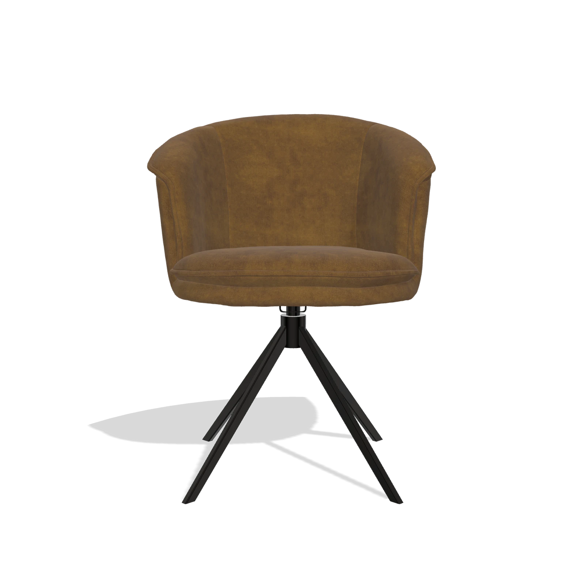 Dining Chair Lena 6581 in Adore 132 fabric (brown), black swivel base, front view