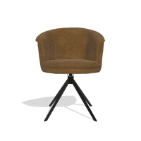 Dining Chair Lena 6581 in Adore 132 fabric (brown), black swivel base, front view