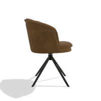 Dining Chair Lena 6581 in Adore 132 fabric (brown), black swivel base, side view