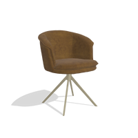 Dining Chair Lena 6581 in Adore 132 fabric (brown), champagne swivel base, angled view