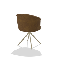 Dining Chair Lena 6581 in Adore 132 fabric (brown), champagne swivel base, back angled view