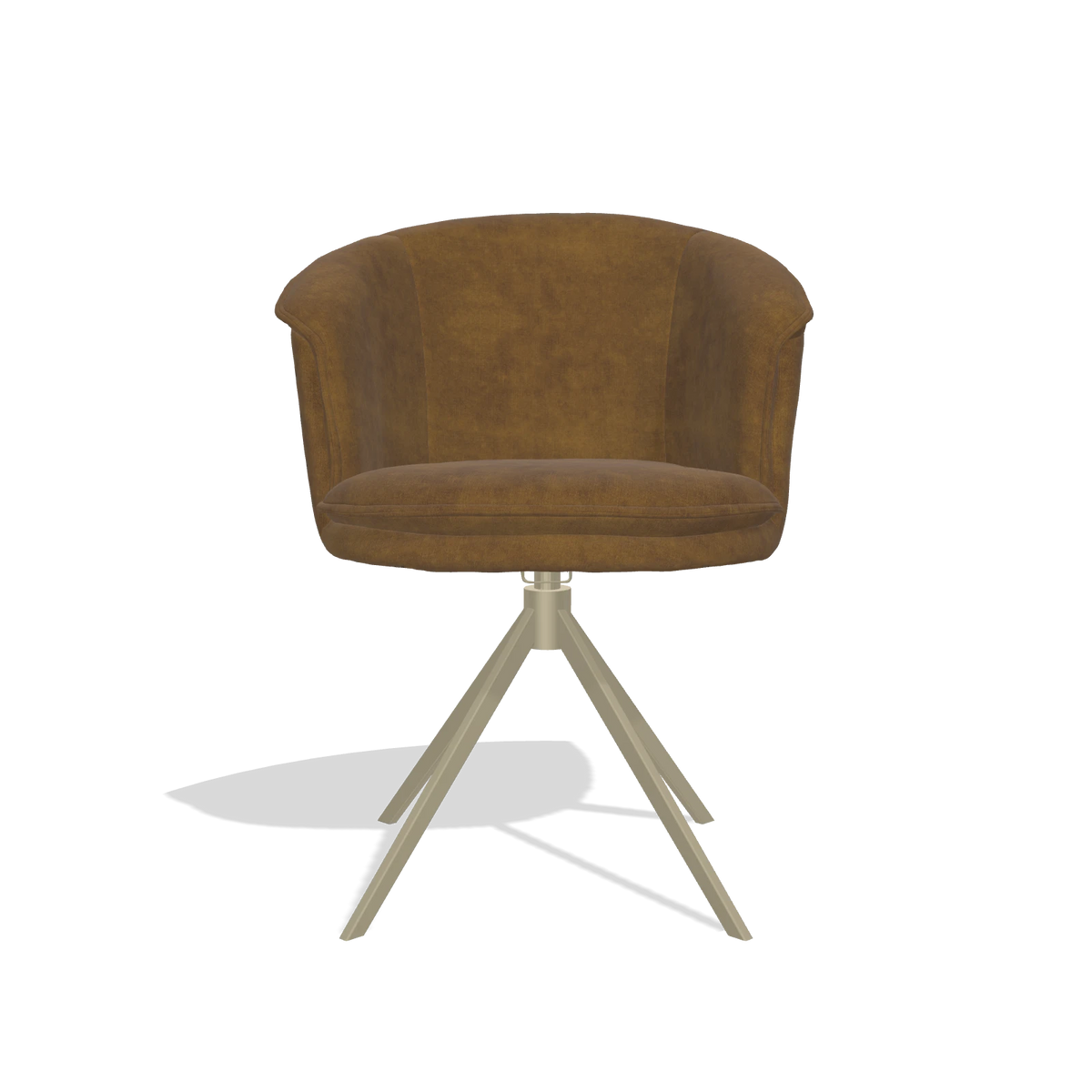 Dining Chair Lena 6581 in Adore 132 fabric (brown), champagne swivel base, front view
