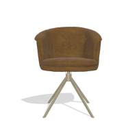 Dining Chair Lena 6581 in Adore 132 fabric (brown), champagne swivel base, front view