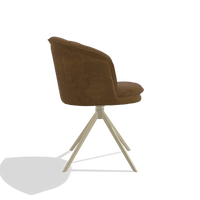 Dining Chair Lena 6581 in Adore 132 fabric (brown), champagne swivel base, side view
