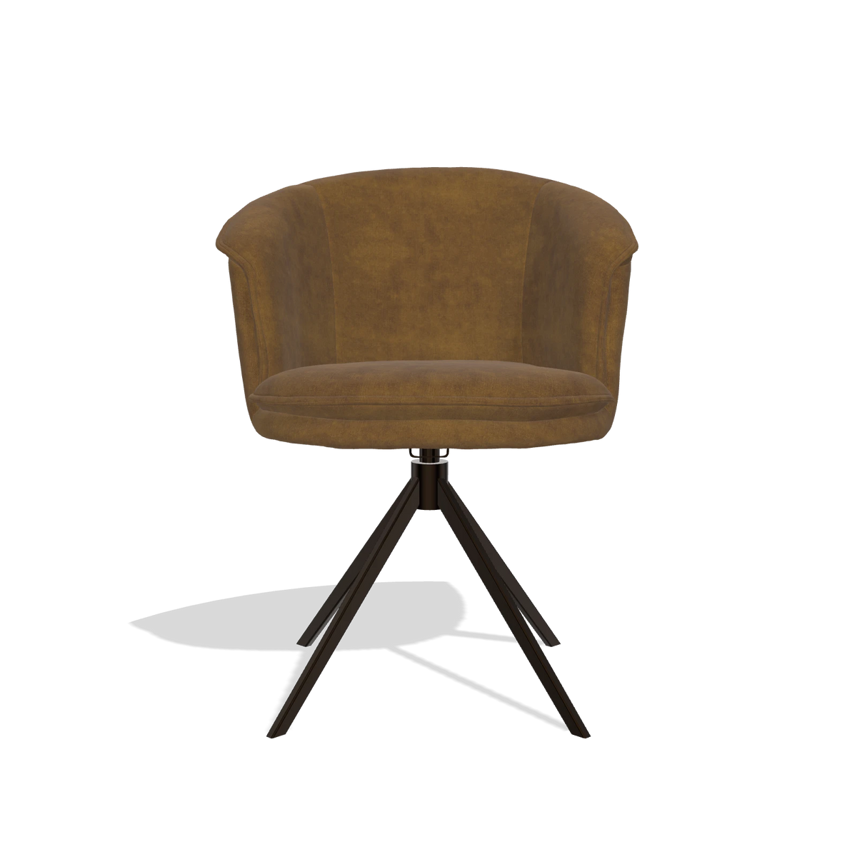 Dining Chair Lena 6581 in Adore 132 fabric (brown), espresso swivel base, front view