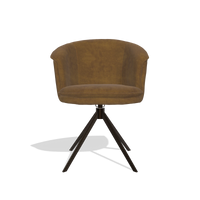 Dining Chair Lena 6581 in Adore 132 fabric (brown), espresso swivel base, front view