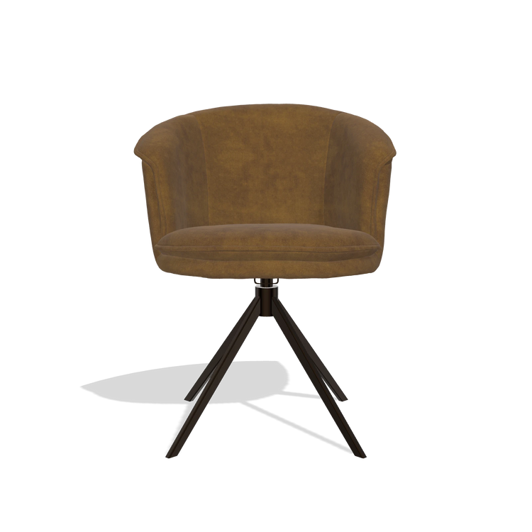 Dining Chair Lena 6581 in Adore 132 fabric (brown), espresso swivel base, front view