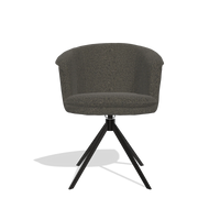 Silla de comedor Lena 6581 en tela Ascot Mouse (chocolate), base giratoria en negro, vista frontal