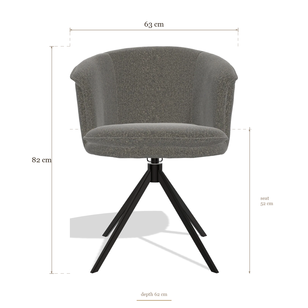 Silla de comedor Lena 6581, medidas 63 x 62 x 82 cm