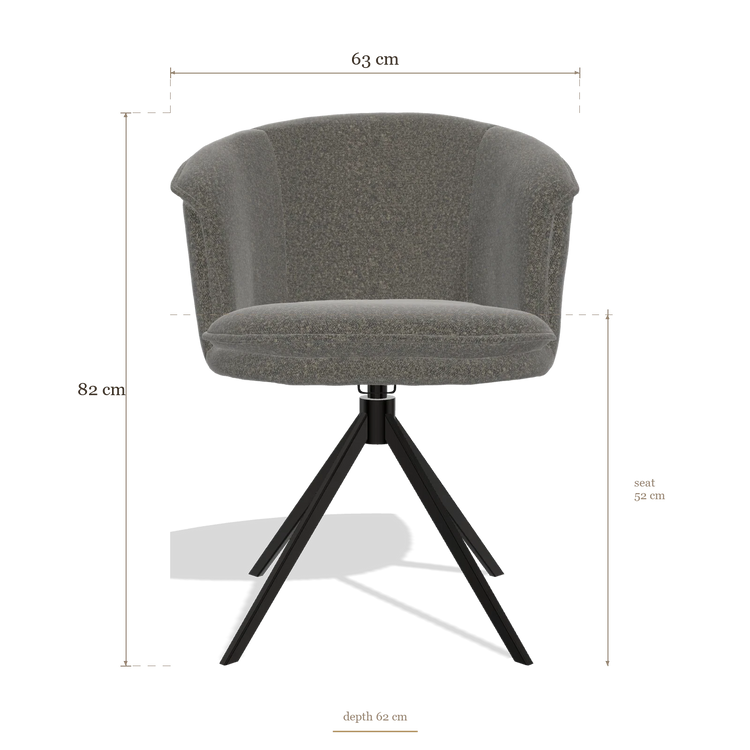 Silla de comedor Lena 6581, medidas 63 x 62 x 82 cm