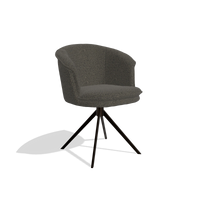 Silla de comedor Lena 6581 en tela Ascot Mouse (chocolate), base giratoria en espresso, vista en ángulo