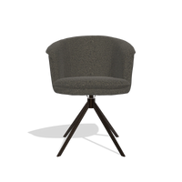Silla de comedor Lena 6581 en tela Ascot Mouse (chocolate), base giratoria en espresso, vista frontal