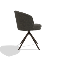 Silla de comedor Lena 6581 en tela Ascot Mouse (chocolate), base giratoria en espresso, vista lateral