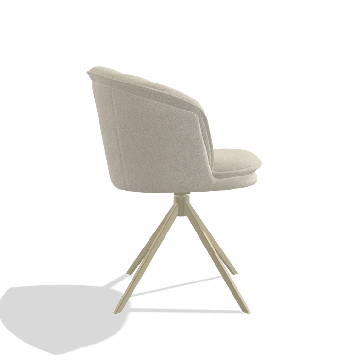 Sedia da pranzo Lena 6581 in tessuto Boogie 84 (grigio chiaro), base girevole in champagne, vista laterale