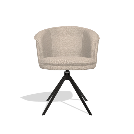 Chaise de salle à manger Lena 6581 en tissu Cayenne 196 (vieux rose), pied pivotant en noir, vue de face