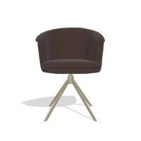 Dining Chair Lena 6581 in Energy 34 fabric (chocolate), champagne swivel base, front view