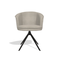 Silla de comedor Lena 6581 en tela Glory 05 (greige), base giratoria en negro, vista frontal