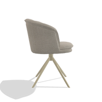 Silla de comedor Lena 6581 en tela Glory 05 (greige), base giratoria en champán, vista lateral