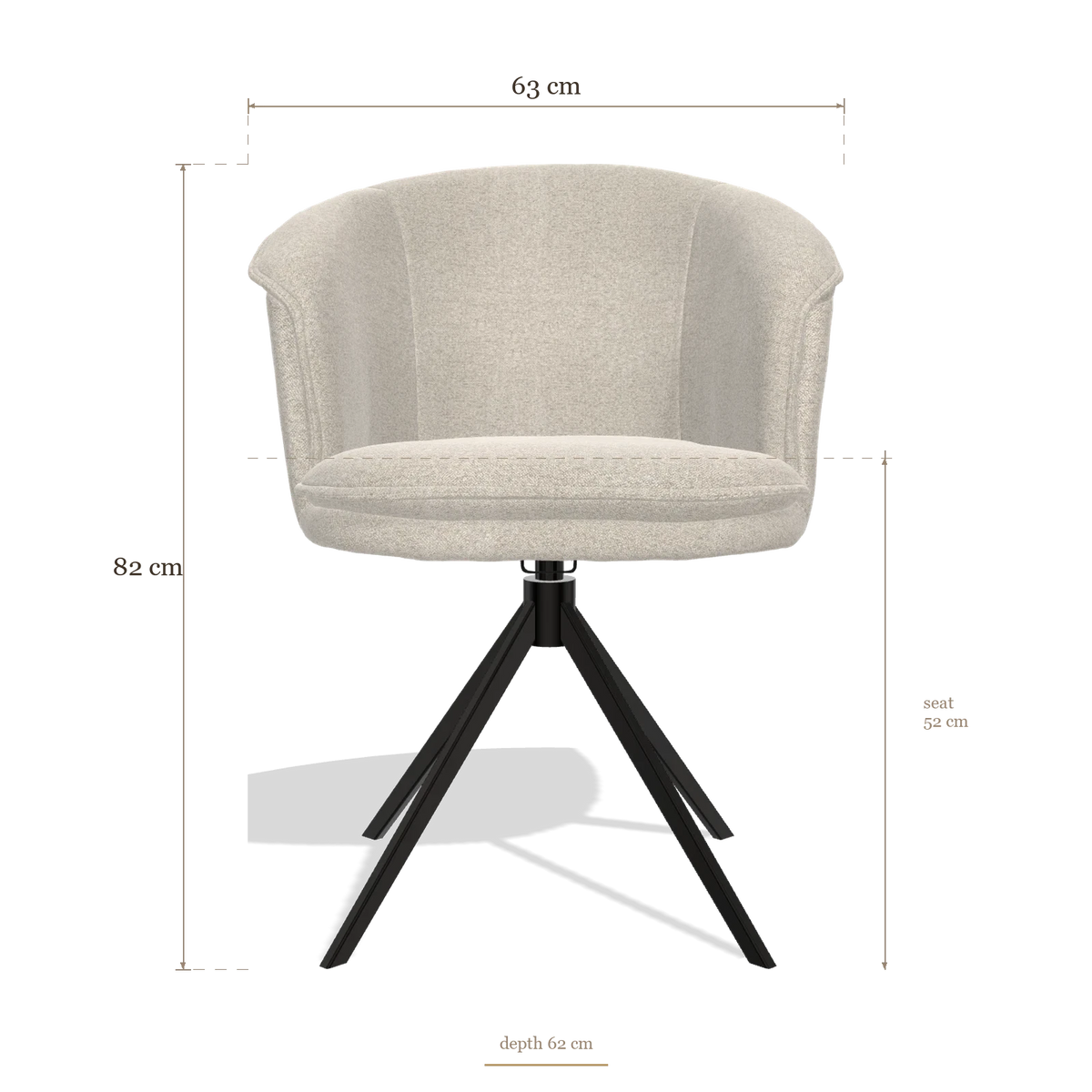 Silla de comedor Lena 6581, medidas 63 x 62 x 82 cm